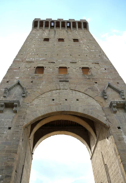 Torre Alta Grande Portale San Niccolò Visto Dal Basso Nella — Foto Stock