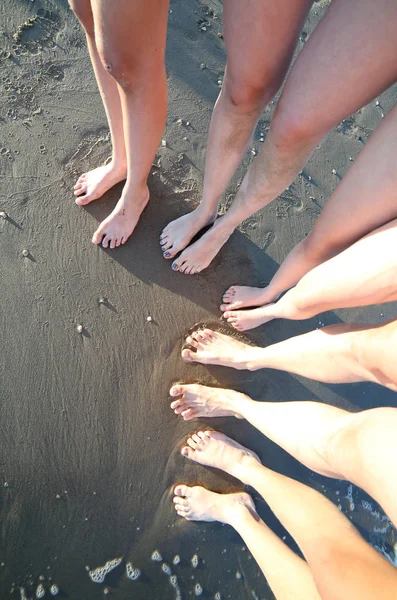 Ten Feet Family Five Persons Beach — Stock Photo, Image