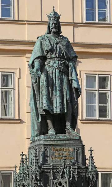 Büyük Heykel Charles Bohemya Kralı Prag Çek Cumhuriyeti Orta Avrupa — Stok fotoğraf