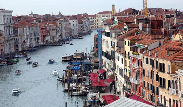 Venice Italië Februari 2018 Luchtfoto Van Grand Canal Met Boten — Stockfoto