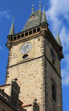 Prag, Çek Cumhuriyeti eski şehrin ana Meydanı Ortaçağ kulesinde saatinde