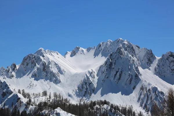 Vue Panoramique Sur Les Montagnes Avec Neige Blanche Hiver Depuis — Photo