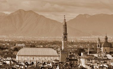 Vicenza şehir İtalya ve ünlü anıt Bazilikası Palladiana aradı. Bu adı mimar Andrea Palladio sepya tonlu etkisi ile gelir