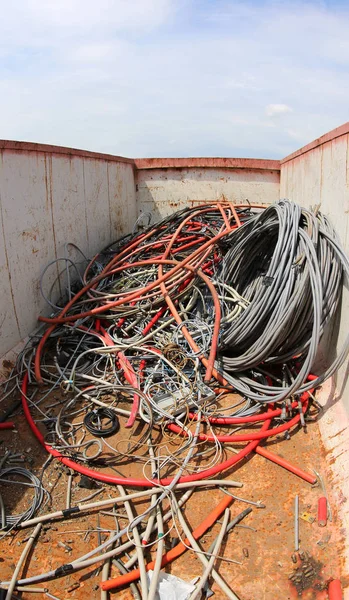 Binnen Een Container Vol Van Stapel Elettrical Kabels — Stockfoto