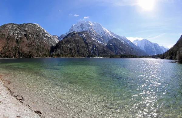 Impresionante Vista Panorámica Del Lago Predil Norte Italia Cerca Frontera — Foto de Stock