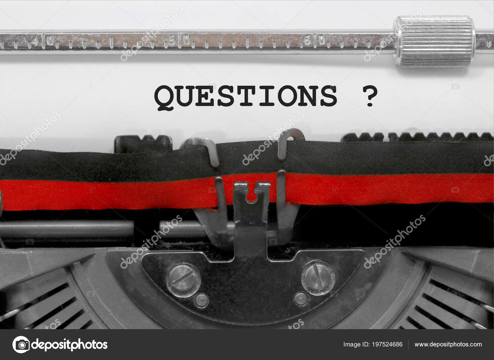 Questions Text Written Old Typewriter White Sheet — Stock Photo