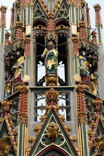 Nürnberg Deutschland August 2017 Schöner Brunnen Auch Schonerbrunnen Genannt Mit — Stockfoto