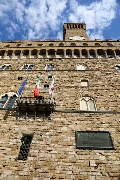 Φλωρεντία Ιταλία Κύρια Πρόσοψη Του Παλιού Palazzo Στην Κεντρική Πλατεία — Φωτογραφία Αρχείου