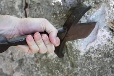 El kinight ve taş büyülü Excalibur kılıç