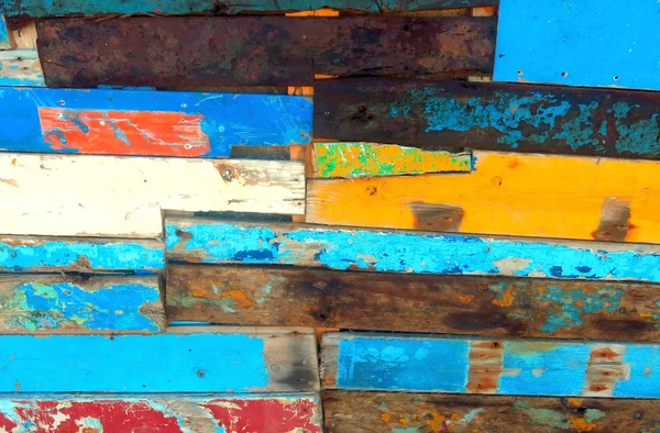Hintergrund Vieler Holzplanken Mit Abblätternder Farbe — Stockfoto