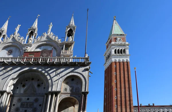 Венеция Италия Колокольня Базилики Святого Марка Марко Классические Туристические Достопримечательности — стоковое фото