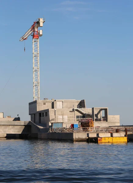 印象的なモバイル ダムの建設現場と呼ばれるヴェネツィアの島を洪水から守るために Mose プロジェクト — ストック写真