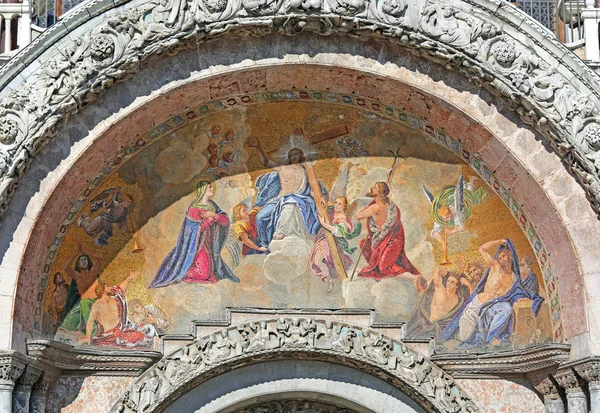 Stor Kunstnerisk Mosaik Mark Basilica Venedig Italien - Stock-foto