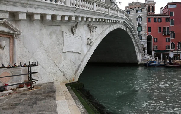 Venise Italie Pont Rialto Une Vue Inhabituelle Bas Eau Grand — Photo