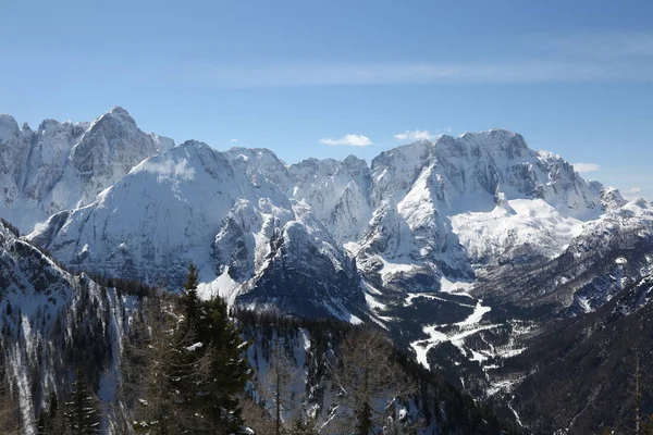 Panorama Spectaculaire Chaîne Montagnes Blanchies Chaux Dans Nord Italie — Photo