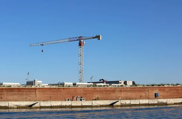 Construction Barrage Mobile Impressionnant Appelé Mose Pour Protéger Île Venise — Photo