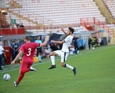 Vicenza, VI, İtalya - 2 Eylül 2016: Cataldi Danilo İtalya milli futbol takımı ve Sırbistan altında 21 futbol maçı sırasında