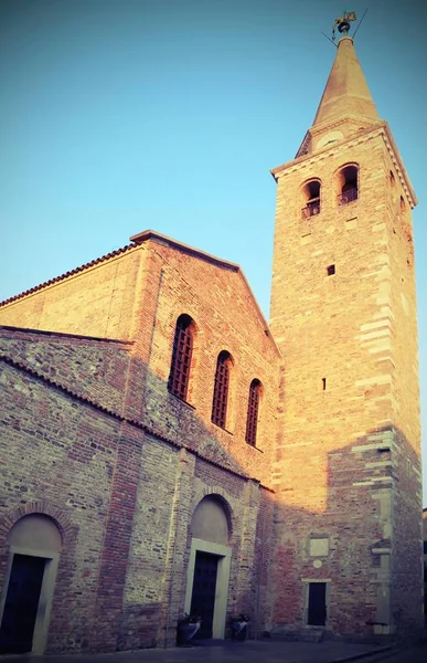Church Bell Tower Saint Euphemia Town Grado Northern Italy Vintage — Stock Photo, Image