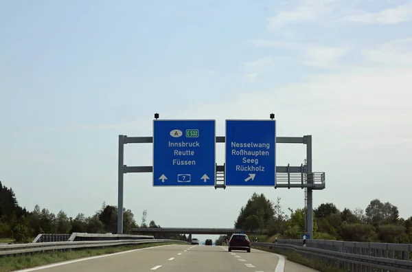 Traffic Signs Directions City State Borders Austrian Motorway — Stock Photo, Image