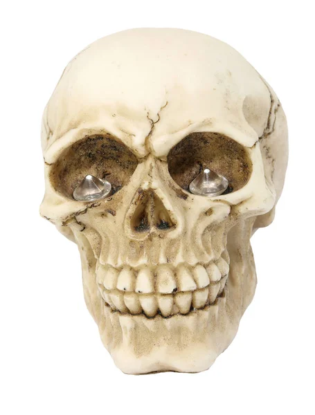 Smiling Human Skull Precious Diamonds Empty Eye Sockets — Stock Photo, Image