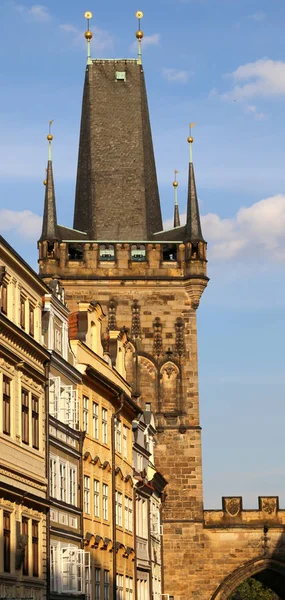 Prag Der Tschechischen Republik Der Hohe Turm Der Karlsbrücke — Stockfoto