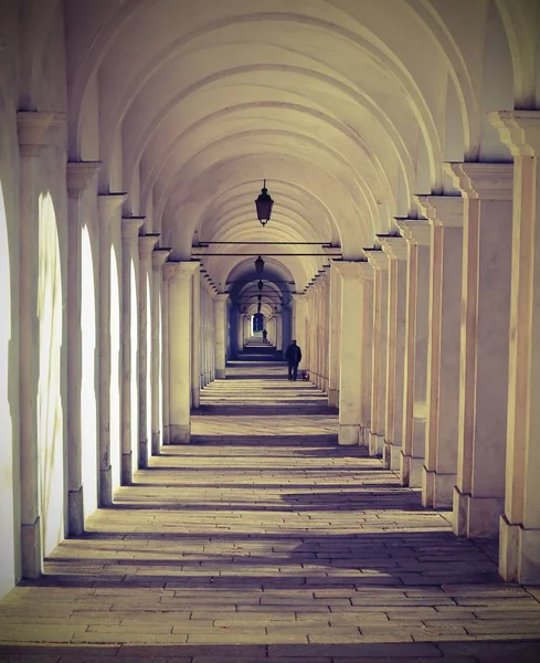 Vicenza Italie Long Couloir Arqué Menant Sanctuaire Monte Berico Avec — Photo