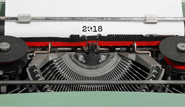 2018 Text Soccer Ballt Typing Old Typewriter Black Red Ink — Stock Photo, Image