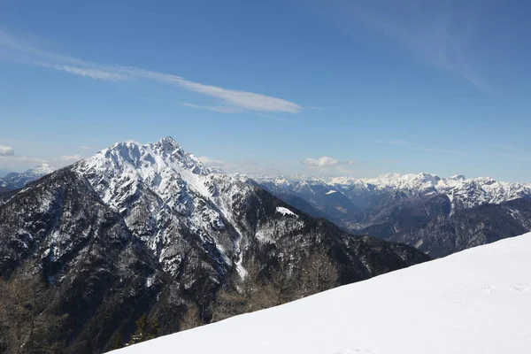 Winter Landscape Spectacular Panorama Mountains Covered White Snow Northern Italy — Stock Photo, Image