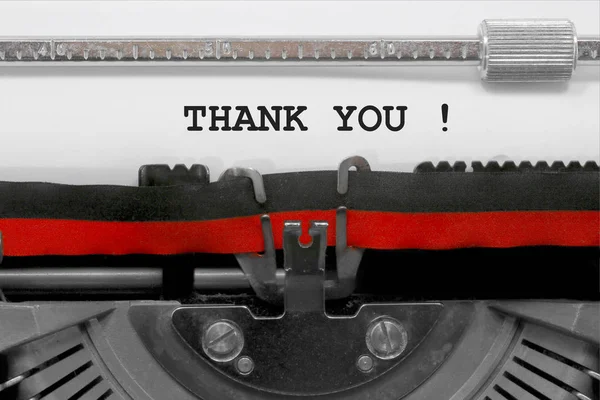 Thank You Message Written Old Typewriter White Sheet — Stock Photo, Image