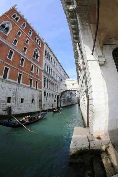 Ancient Bridge Sighs Old Ducal Palace Photographed Fish Eye Lens — Stock Photo, Image