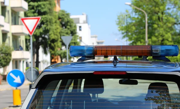 Sirenas Coche Policía Comprometido Garantizar Orden Público Acto — Foto de Stock