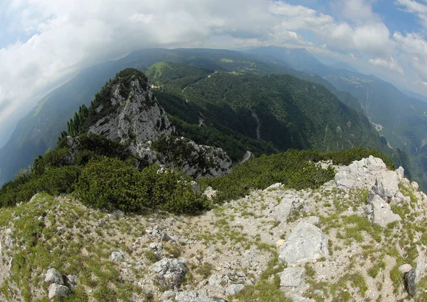 Breed Panorama Met Mountain Door Fisheye Lens Noord Italië — Stockfoto