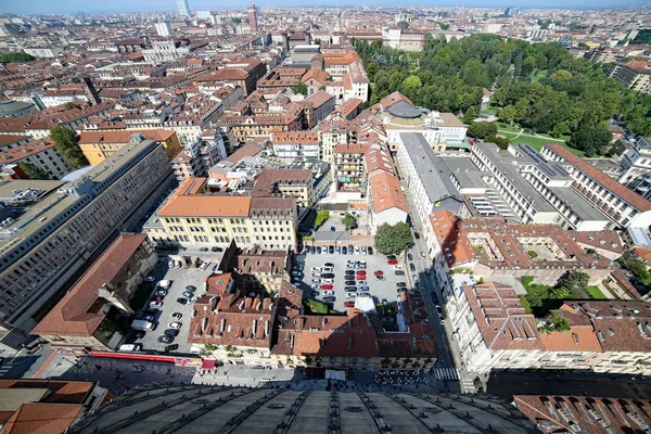 Torino Olaszország Augusztus 2015 Hihetetlen Lélegzetelállító Panorámát Városra Épület Tetején — Stock Fotó