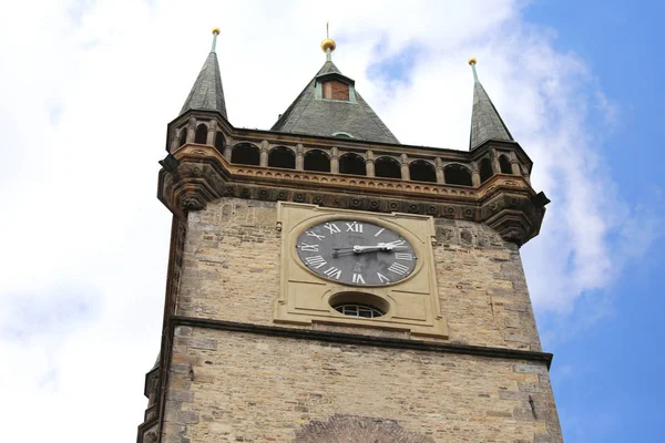 Prag Der Tschechischen Republik Antike Uhr Des Mittelalterlichen Turms Auf — Stockfoto