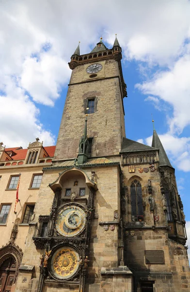 Прага Чехії Стародавніх Астрономічний Годинник Кожен Годину Анімаційних Фігур Карильйон — стокове фото