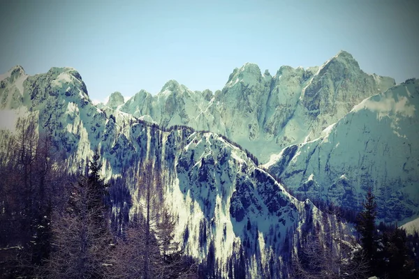 Alta Catena Montuosa Con Molta Neve Bianca Inverno — Foto Stock