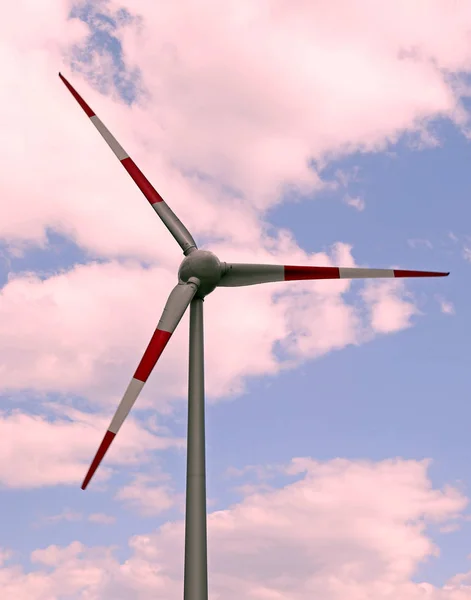 Pala Viento Blanco Grande Alto Cielo Azul —  Fotos de Stock