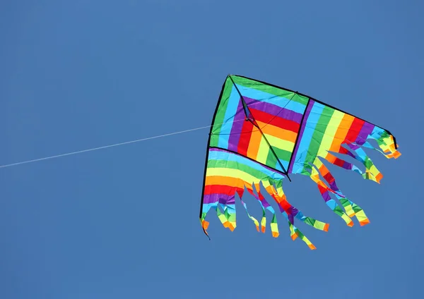 Big Colorful Kite Flies High Sky — Stock Photo, Image