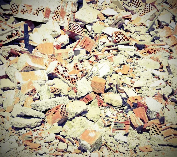 Background Debris Bricks Destroyed House — Stock Photo, Image