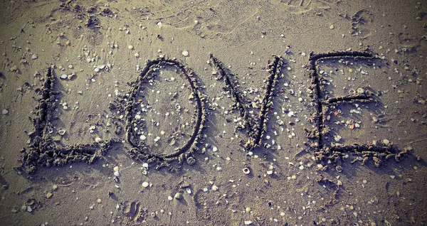 Amore Grande Sulla Spiaggia Sabbia — Foto Stock