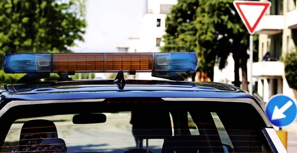 Sirènes Une Voiture Police Effet Sombre — Photo