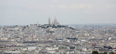 Montmartre Tepesi ve Basilica Sacred Heart Paris France Eiffel Tower