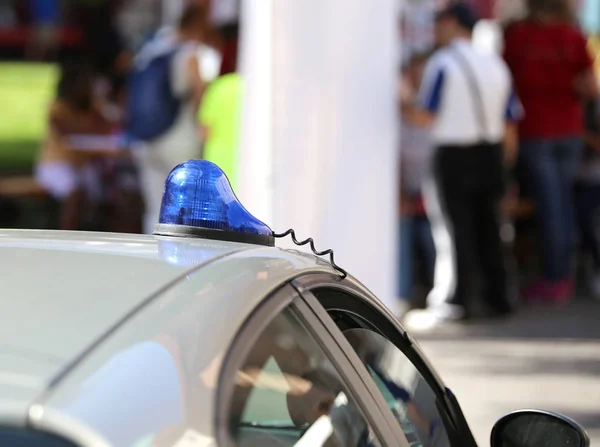 Sirena Del Coche Policía Ciudad Durante Chequeo Civil — Foto de Stock