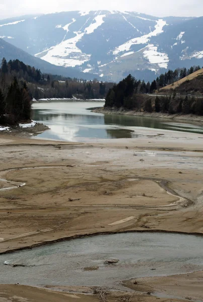 Lake Puster Valley Northern Italy Winter — Stock Photo, Image