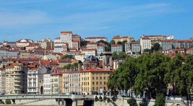 Houses on the hill of Lyon city in France clipart