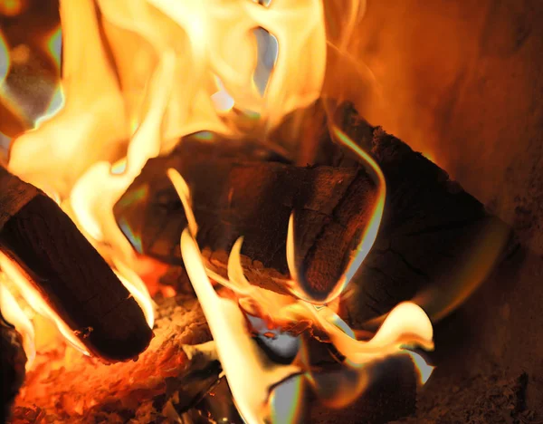 Hintergrund Des Feuers Mit Heißen Flammen — Stockfoto