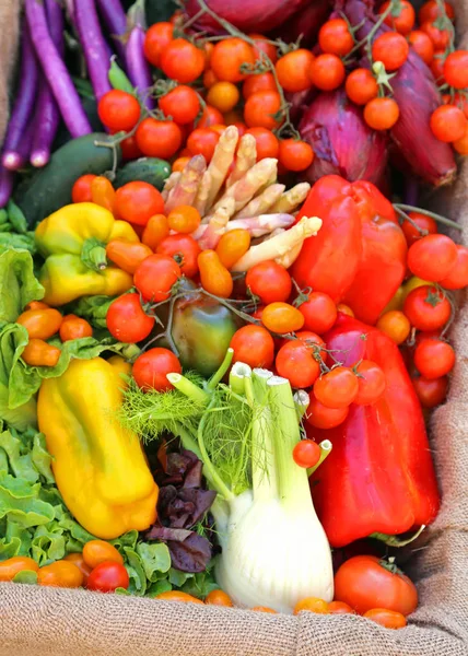 Veel Verse Groenten Fruit Koop Bij Lokale Markt — Stockfoto