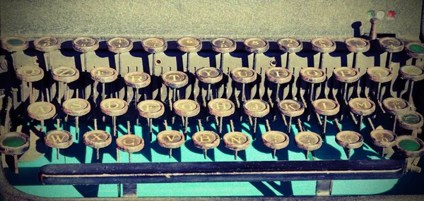 Clavier Une Vieille Machine Écrire Marché Aux Puces — Photo