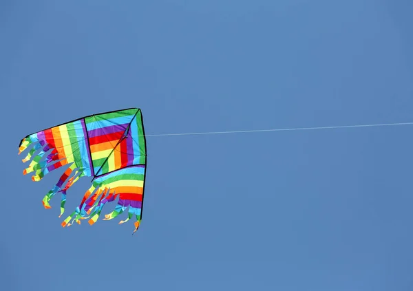Cerf Volant Multicolore Vole Sur Ciel Bleu Été — Photo
