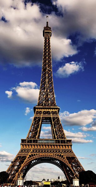Eiffel Tower with very dark effect in Paris France